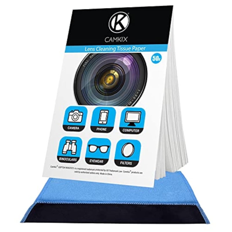CamKix Lens Cleaning Paper Tissue 6X booklets/300 Sheets + Double Sided Cleaning Cloth - Lens Cleaning Paper for Use on Camera Lenses - Double-Sided Cleaning Cloth for Use on Electronic Screens - Image 1